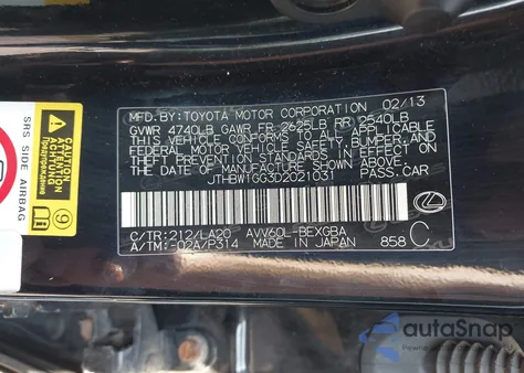 2013 Lexus Es 300H z USA, uszkodzony, nr VIN JTHBW1GG3D2021031